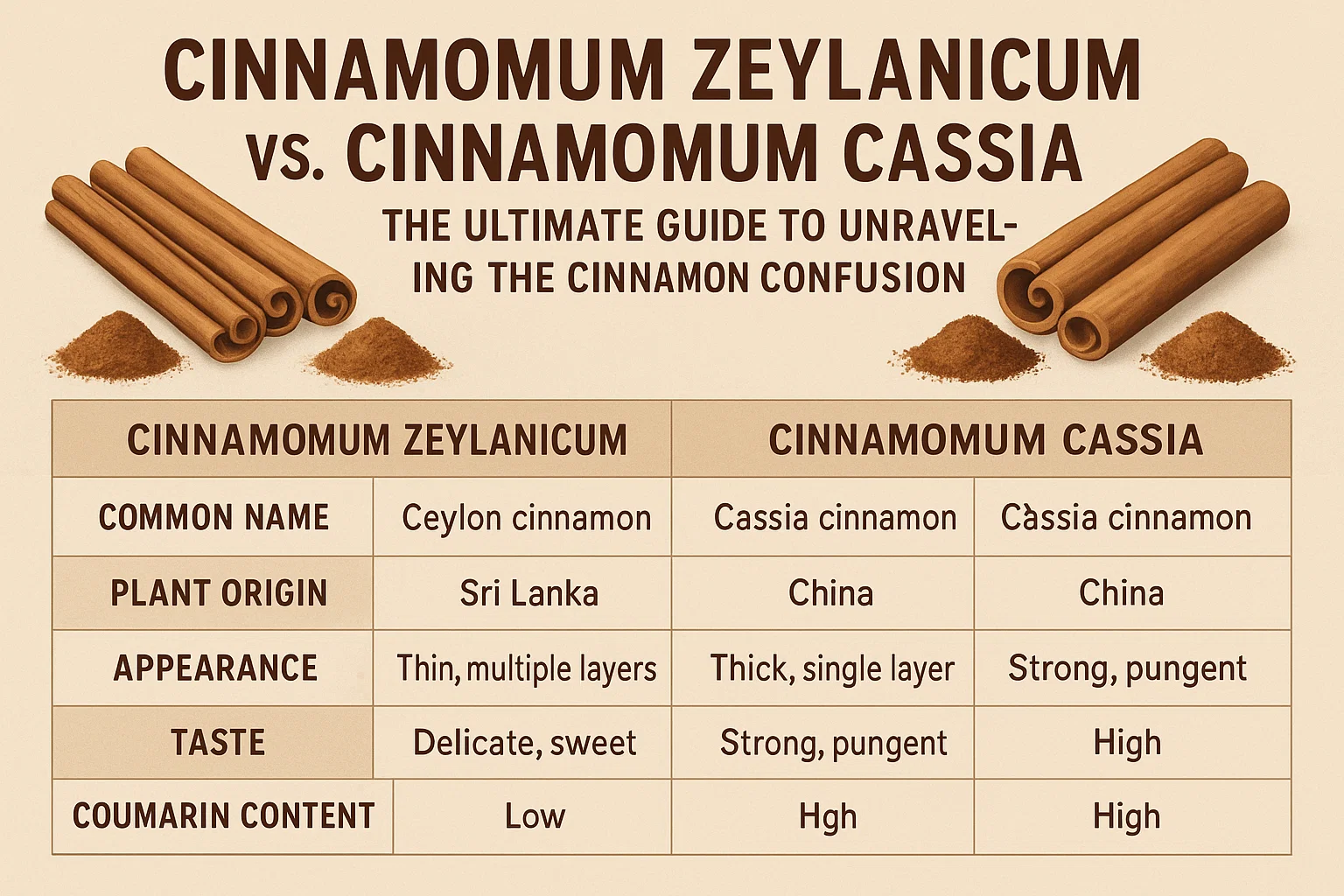 Cinnamomum Zeylanicum vs Cinnamomum Cassia