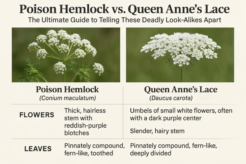 Poison Hemlock vs Queen Anne's Lace: The Ultimate Guide to Telling These Deadly Look-Alikes Apart Poison Hemlock vs Queen Anne's Lace