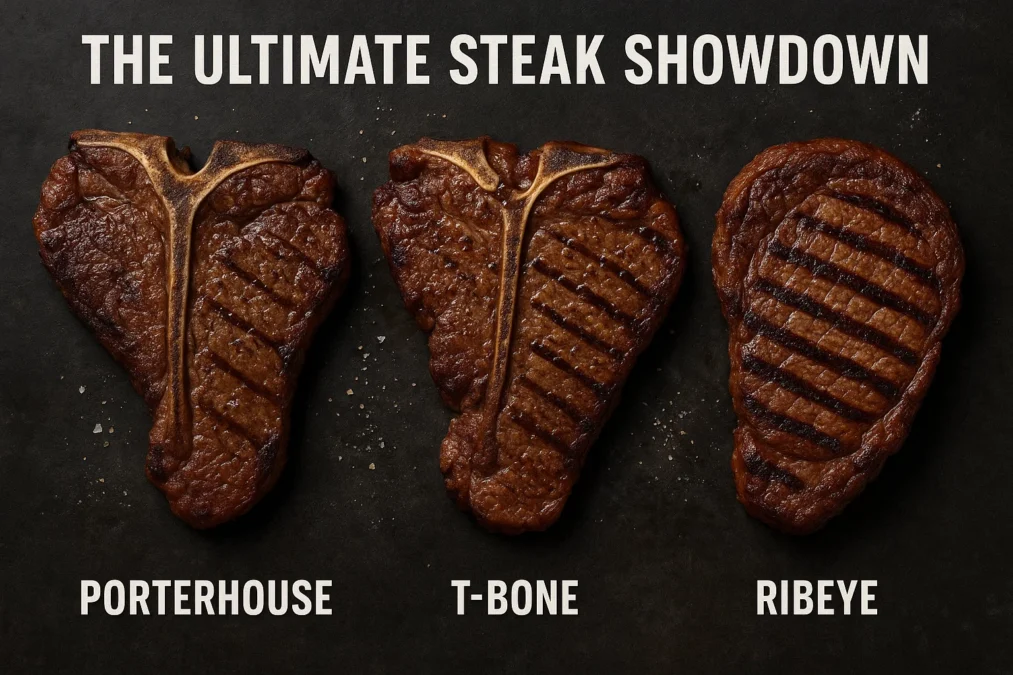 The Ultimate Steak Showdown: Porterhouse vs T-Bone vs Ribeye Porterhouse vs T-Bone vs Ribeye